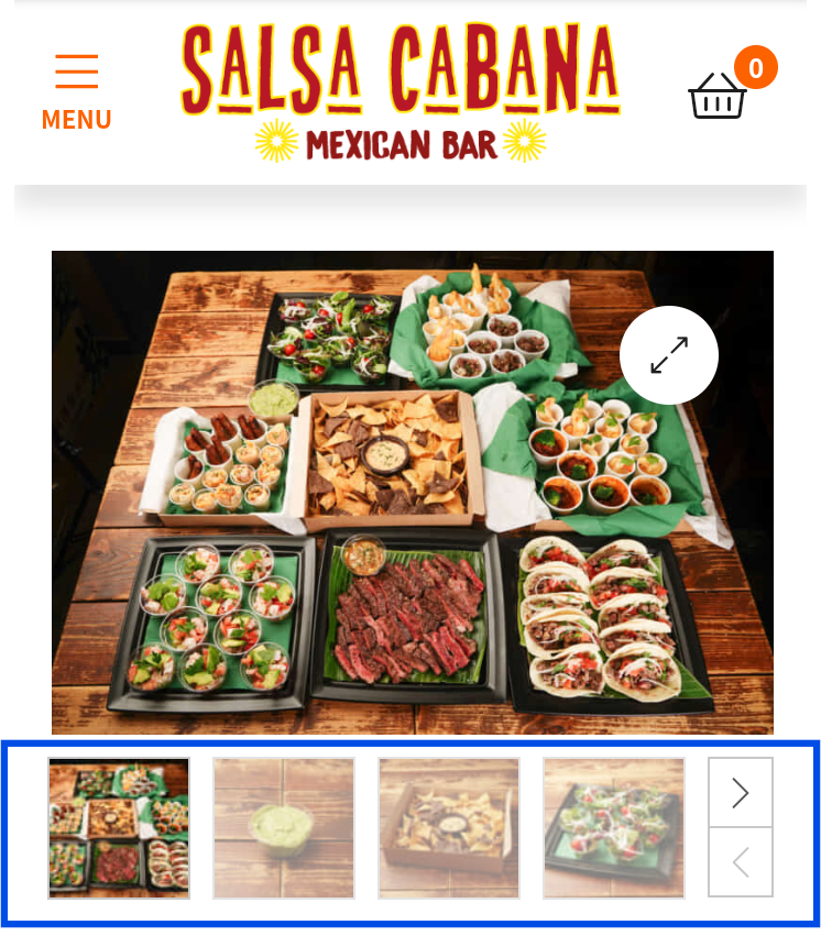 SALSA CABANA（サルサカバナ）のメキシカンケータリング料理。タコス、ナチョス、ステーキなどが並んだパーティーセット。