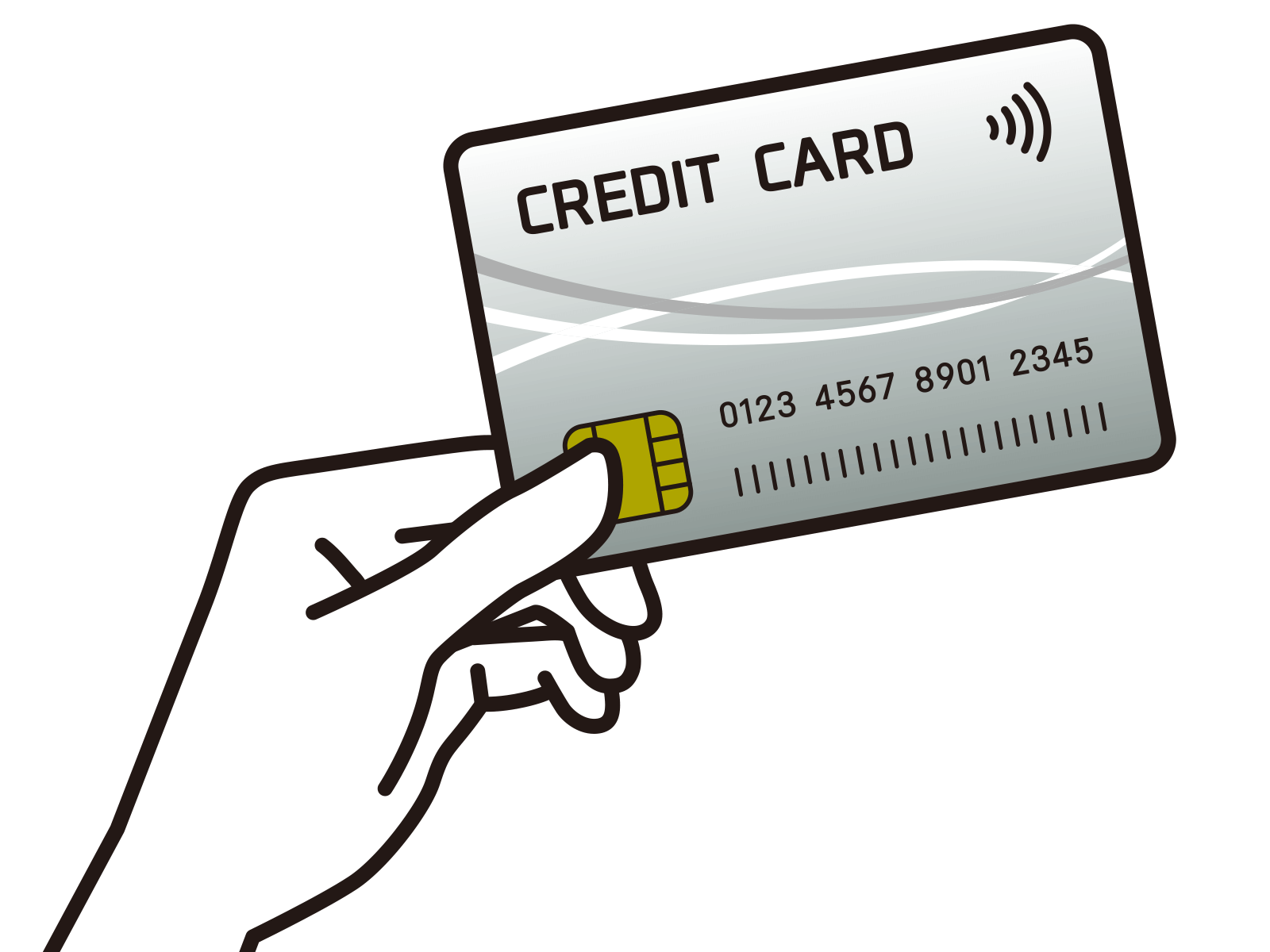 飲食店の事前決済をイメージしたクレジットカードのイラスト