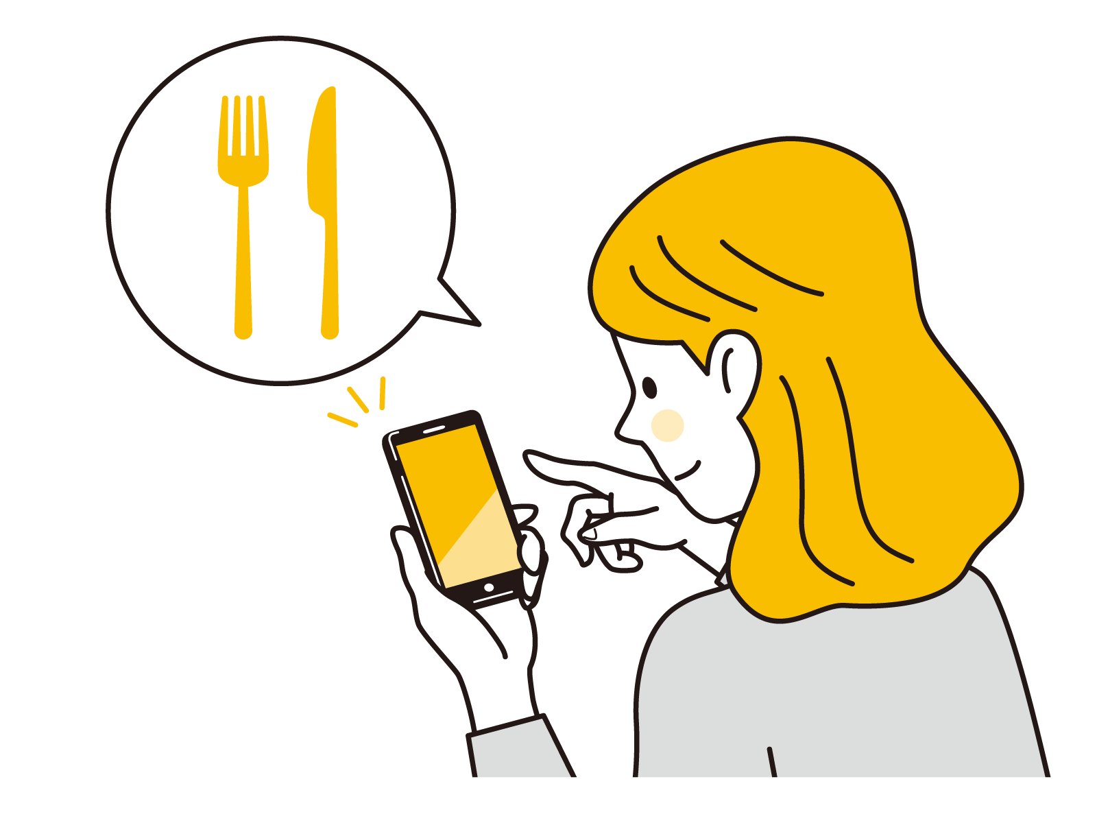 スマホからテイクアウト注文するイメージ（オンライン注文の利用シーン）